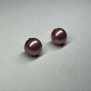 Vintage Purple Round Clip On Earrings
